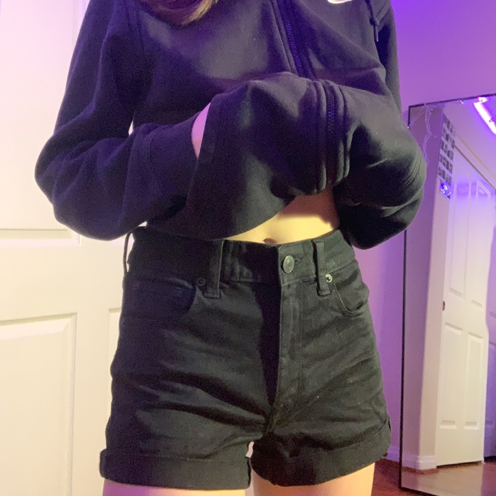 American Eagle black denim shorts